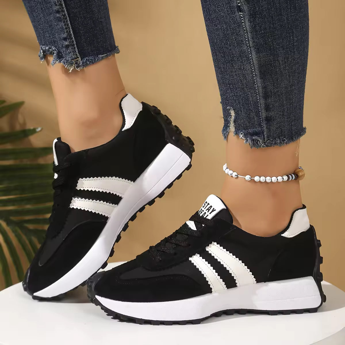 Retro Platform Women's Sneakers Summer Casual Patchwork Leather Sneakers Women's Outdoor Casual Comfort Shoes