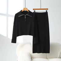 Loose Knitted Sweater Set Casual Fashion Artistic Vintage Style Half-Zip Collared Knitwear Two-Piece Set Natalia Home Fashion    Natalia Home Fashion