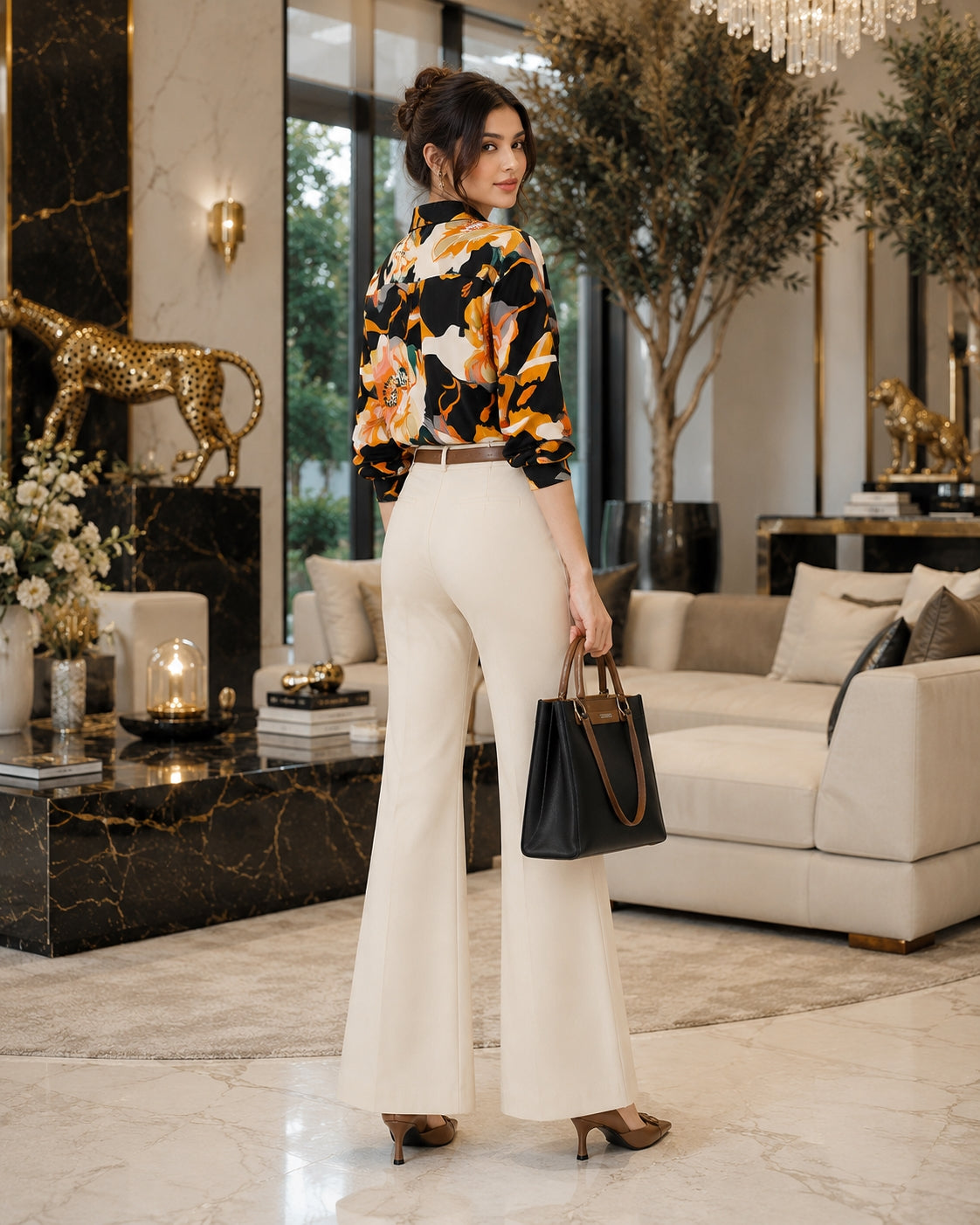 Vintage Style for Women Long Sleeve Flower Printed Spring Autumn semi formal Style Elegant Single Breasted Shirt