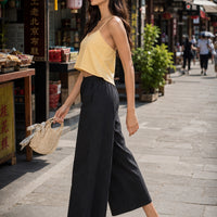 Casual Baggy Wide Leg Trousers Women Summer Thin Comfy Breathable Ankle Length Pants Vintage Loose Cotton Linen Straight Pants