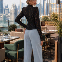 Vintage Blouse, Elegant Embroidery Puff Sleeve Hollow Out Lace Stand Collar Semi Formal Summer Top Natalia Home Fashion    Natalia Home Fashion