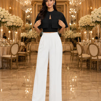 Fashionable French Style Two-Piece Set with off shoulder Top And Elegant Cape Lady Top Summer Casual Outfit for Young Women