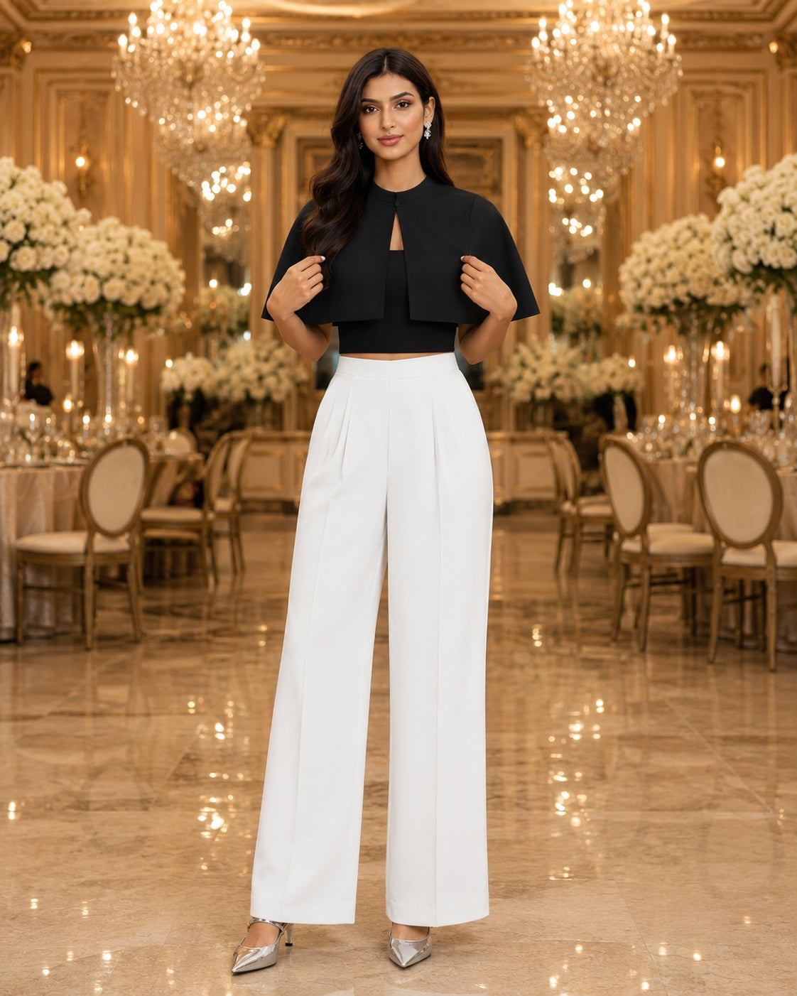 Fashionable French Style Two-Piece Set with off shoulder Top And Elegant Cape Lady Top Summer Casual Outfit for Young Women