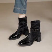 Women's Side Zipper Boot High Heel Short Boot Winter Mid-Calf Boot Chinese Style National Wedding Boot