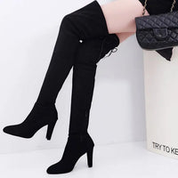 Women boot faux suede boots Women Over The Knee Boots Lace Up Sexy High Heels Shoes Woman Female Slim Thigh High Boots