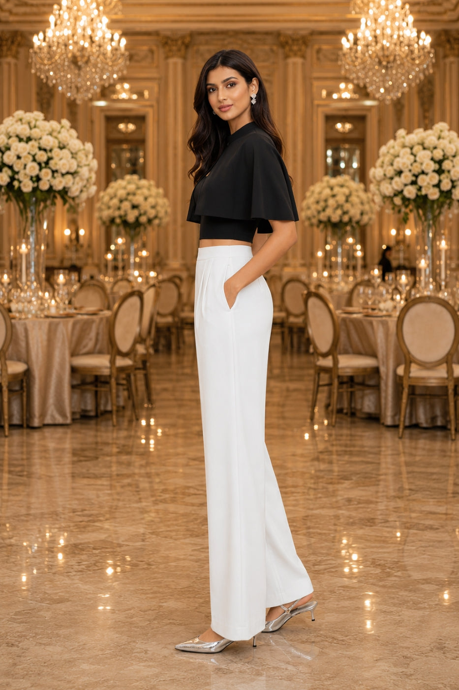 Fashionable French Style Two-Piece Set with off shoulder Top And Elegant Cape Lady Top Summer Casual Outfit for Young Women