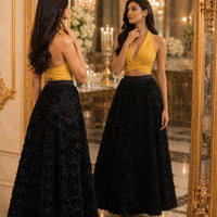 Light Luxury Evening Skirt  Women's Slim Fit Loose Warm Embroidered Petal Side Split Design Casual Skirt