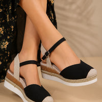 Women Closed Toe Wedge Sandals Women Buckle Strap Gladiator Shoes Woman Fashion Platform Sandals