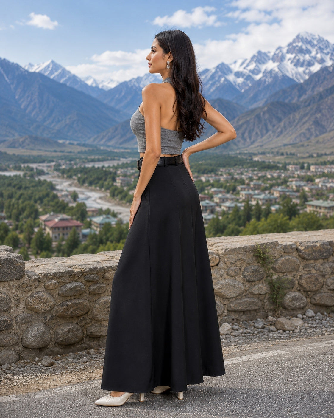 Urban Women's High Street Skirt Solid Color H-line High Waist Floor Length Skirts Loose Fit Casual Bottoms