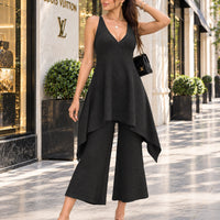 Casual Pants Ensemble Femmes Sleeveless Top Wide Leg Trousers Women's Matching Sets Long Pants Knit Pants 2 Piece Set Natalia Home Fashion    Natalia Home Fashion