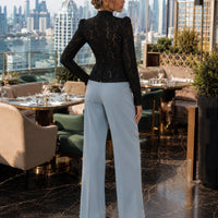 Vintage Blouse, Elegant Embroidery Puff Sleeve Hollow Out Lace Stand Collar Semi Formal Summer Top Natalia Home Fashion    Natalia Home Fashion