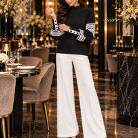 Women Mock Neck Knit Sweater Color Block Geometric Pattern Raglan Long Sleeve Button Cuff Loose Fall Winter Pullover Jumper Natalia Home Fashion    Natalia Home Fashion