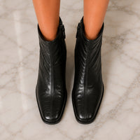 Woman Sheepskin Leather Shoes Spring Autumn Ankle Boots side Zip French Style Thick Heel Women's Short Boots