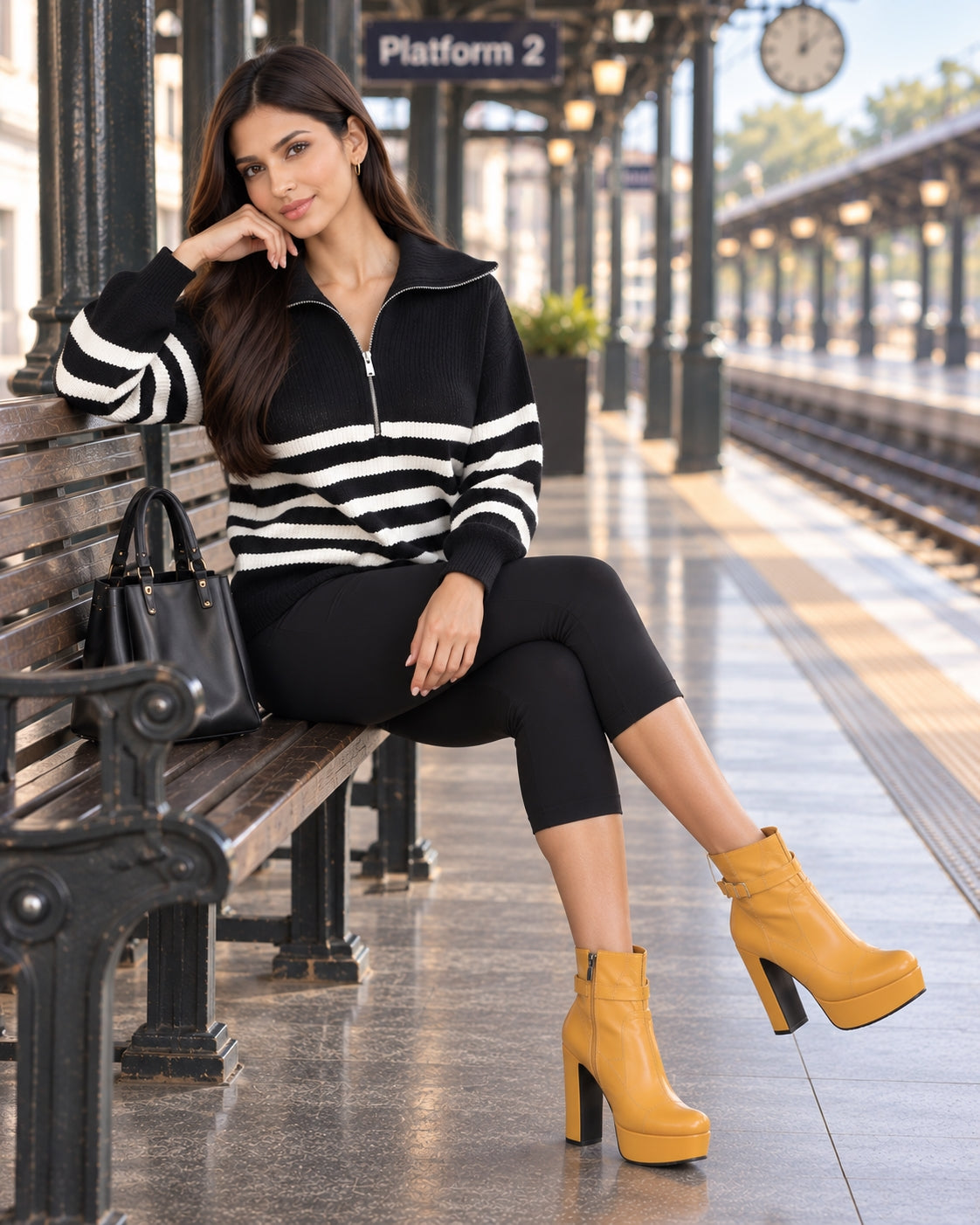Ladies Striped Knit Sweater Half Zipper Wide Lapel Collar Loose Long Sleeve Pullover For Casual Daily Wear Natalia Home Fashion    Natalia Home Fashion