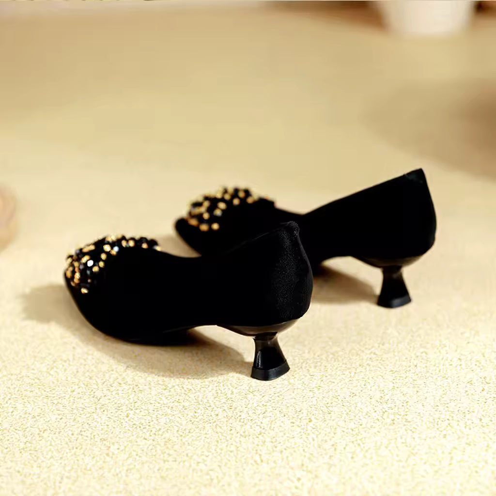 Pointed Toe Thin Heel High Heels Rhinestone Slip-On Commuter Women's Shoes