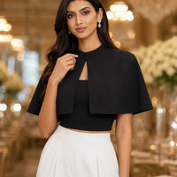 Fashionable French Style Two-Piece Set with off shoulder Top And Elegant Cape Lady Top Summer Casual Outfit for Young Women