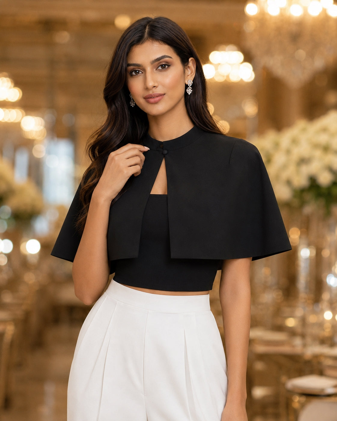 Fashionable French Style Two-Piece Set with off shoulder Top And Elegant Cape Lady Top Summer Casual Outfit for Young Women