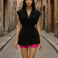 Fashion Loose Cotton Women's Shirt Elegant Lapel Sleeveless Shirts Casual Classic Solid Clothing Shirts for Women Tops