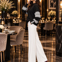 Women Mock Neck Knit Sweater Color Block Geometric Pattern Raglan Long Sleeve Button Cuff Loose Fall Winter Pullover Jumper Natalia Home Fashion    Natalia Home Fashion
