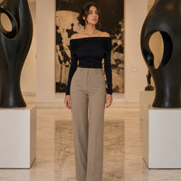 Sexy Shoulder Bared Long Sleeve Slim Fit Outwear Asymmetric Belly Bared Pleated T-Shirt Style Short New Arrival Acetate Fabric