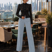 Vintage Blouse, Elegant Embroidery Puff Sleeve Hollow Out Lace Stand Collar Semi Formal Summer Top Natalia Home Fashion    Natalia Home Fashion
