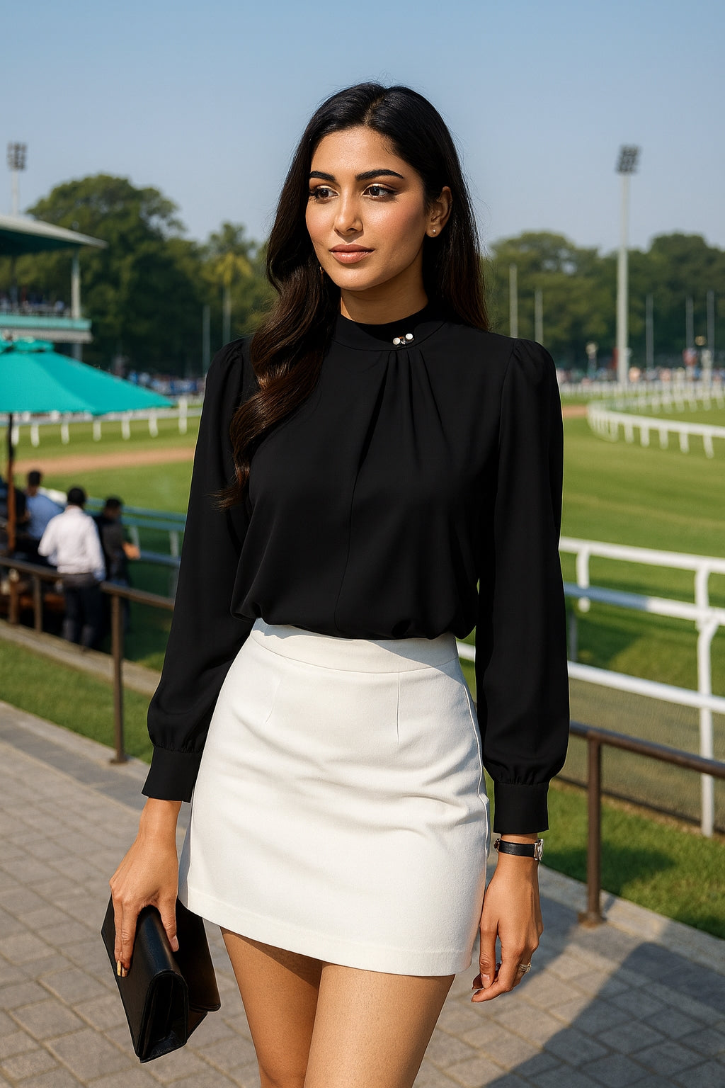 Women's Long-sleeved Fashionable Beaded Base Shirt Niche Chiffon Shirt