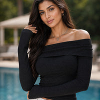 Women's Sexy Off-shoulder Slim Long-sleeved Base One-shoulder Top T-shirt