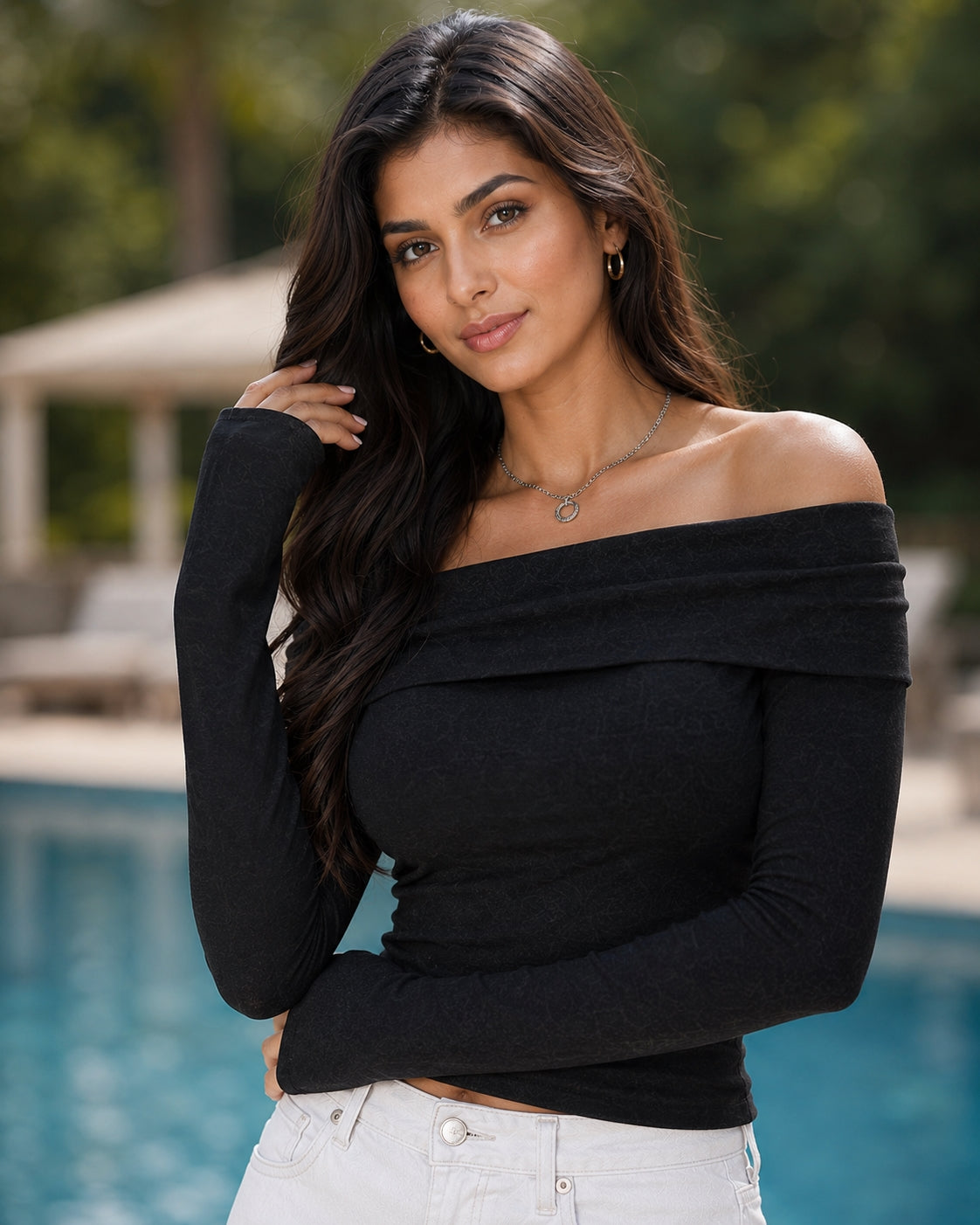 Women's Sexy Off-shoulder Slim Long-sleeved Base One-shoulder Top T-shirt