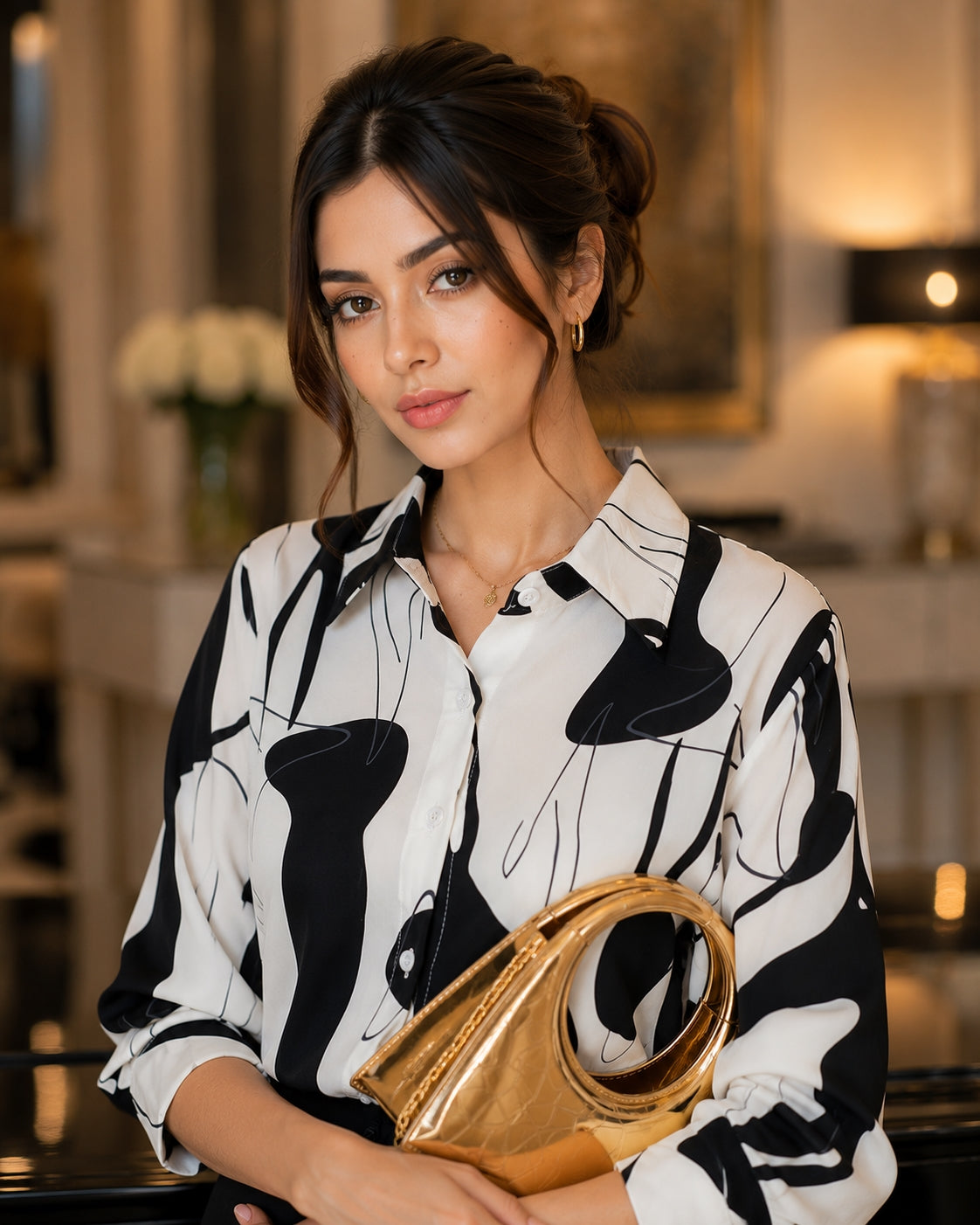 Print Shirts & Blouses for Women Fine Elegant Fashion Chic Chiffon Woman Top