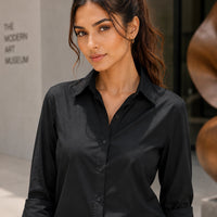 Women Blouses Shirts Lady Casual Long Sleeve Turn-down Collar Solid Color Blouse Tops Natalia Home Fashion    Natalia Home Fashion