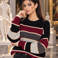 Women's Winter Clothing Oversized Striped Round Neck Ribbed Casual Sweater for Women Women's And Female Clothing Natalia Home Fashion    Natalia Home Fashion