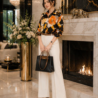 Vintage Style for Women Long Sleeve Flower Printed Spring Autumn semi formal Style Elegant Single Breasted Shirt