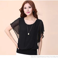 Women's Clothing Chiffon Short Sleeve Bat Wing Shirt Loose Fit Slimming T-Shirt For Women Natalia Home Fashion    Natalia Home Fashion