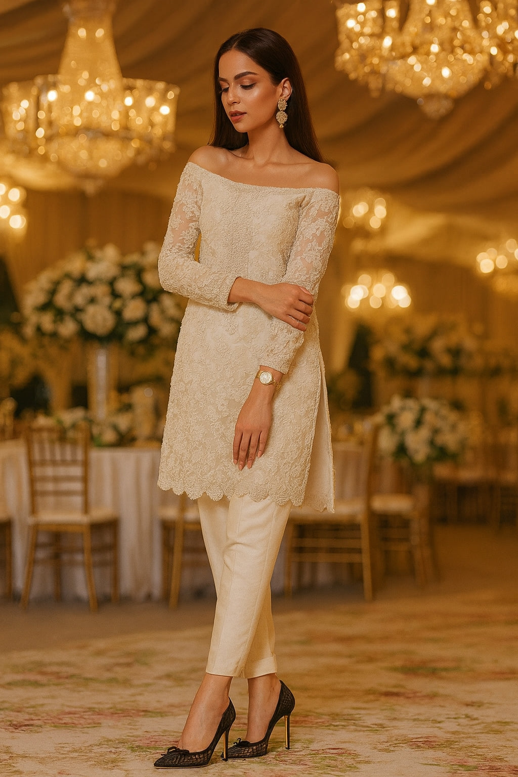 Mesh lace Women Pumps bowknot High Heels 9.5 cm Stiletto Sexy party shoes Luxury banquet shoes Ladies Pumps