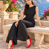 Handmade Pleated Set Women Summer New Sleeveless Vest Top Flared Pants Comfortable Casual Loose Large Size with Stretchy Natalia Home Fashion    Natalia Home Fashion