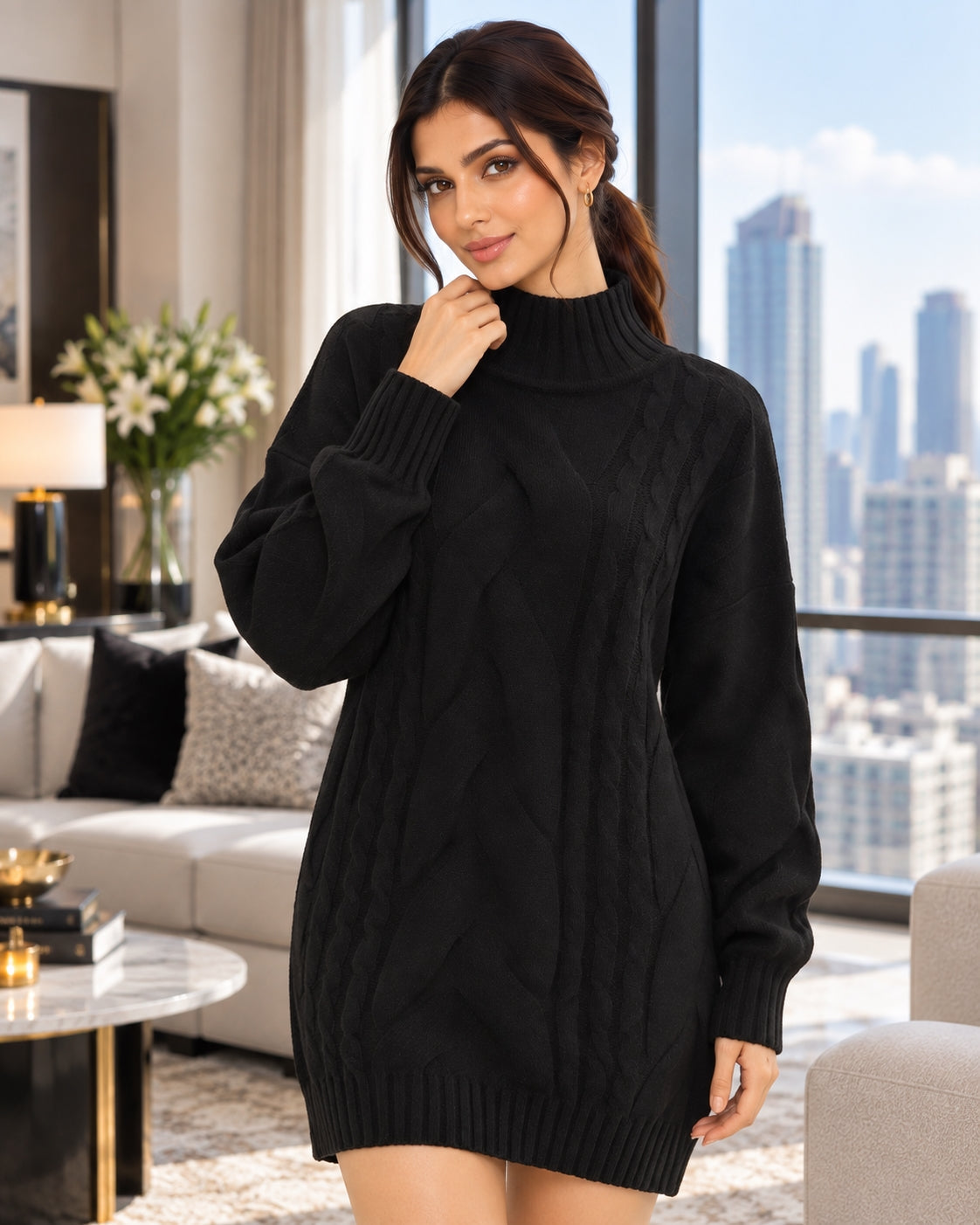 Women's Sweater Thick Two Lapels Retro Thick Thread Twist Dress Natalia Home Fashion    Natalia Home Fashion