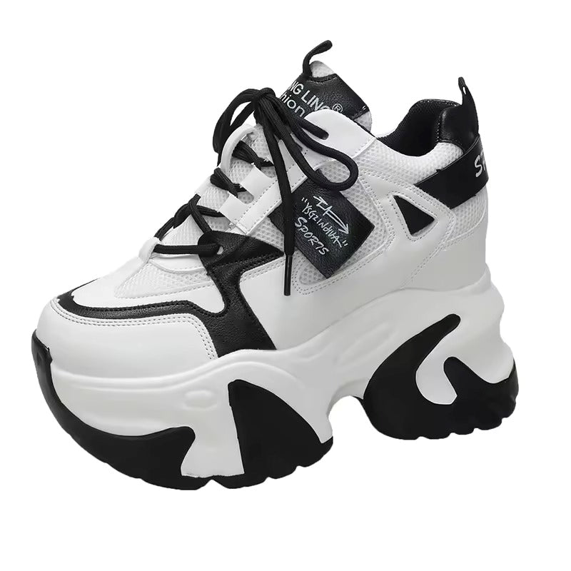 Casual Sneakers with Breathable Chunky Platform Walking Style Wedges Shoes High Heel Casual Sneakers Shoes for Women Women Platform Sneakers