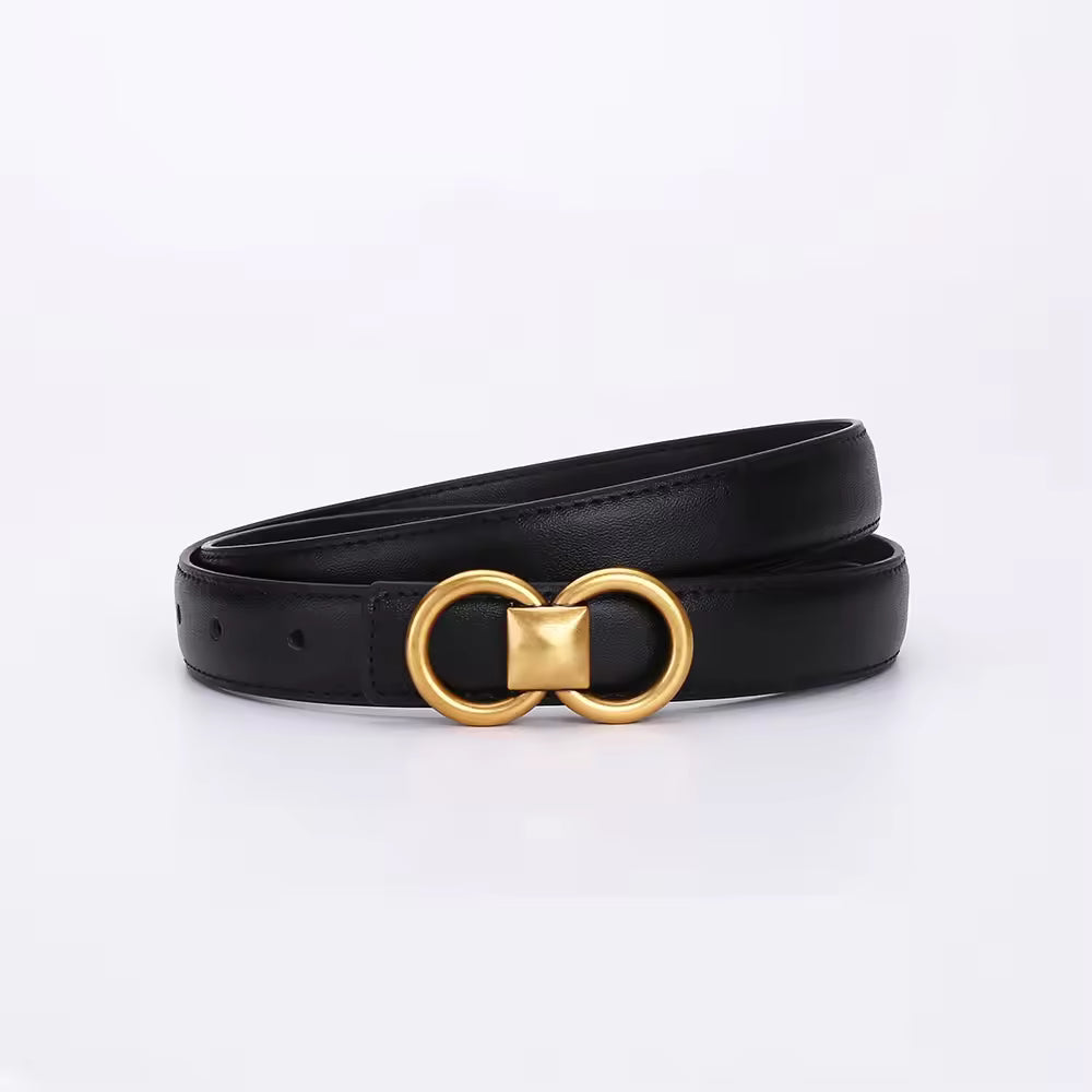 Belt Women Cow Leather Solid Color Symmetrical Buckle Waistband Jeans Dress Ladies Accessories Handmade