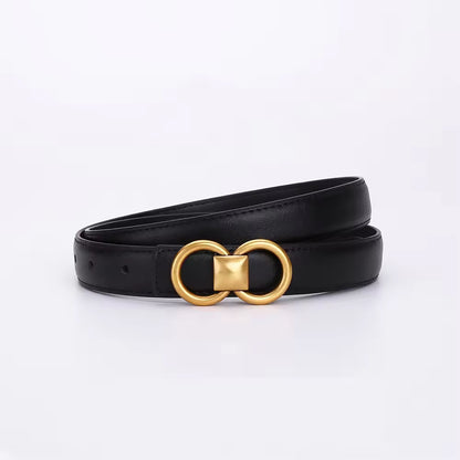 Belt Women Cow Leather Solid Color Symmetrical Buckle Waistband Jeans Dress Ladies Accessories Handmade