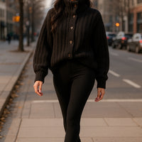 Vintage Soft And Supple Design Sensibility Horn Button polo/turtle Neck Women's Winter Idle Style Loose-Fit Thickened Knitted Ca