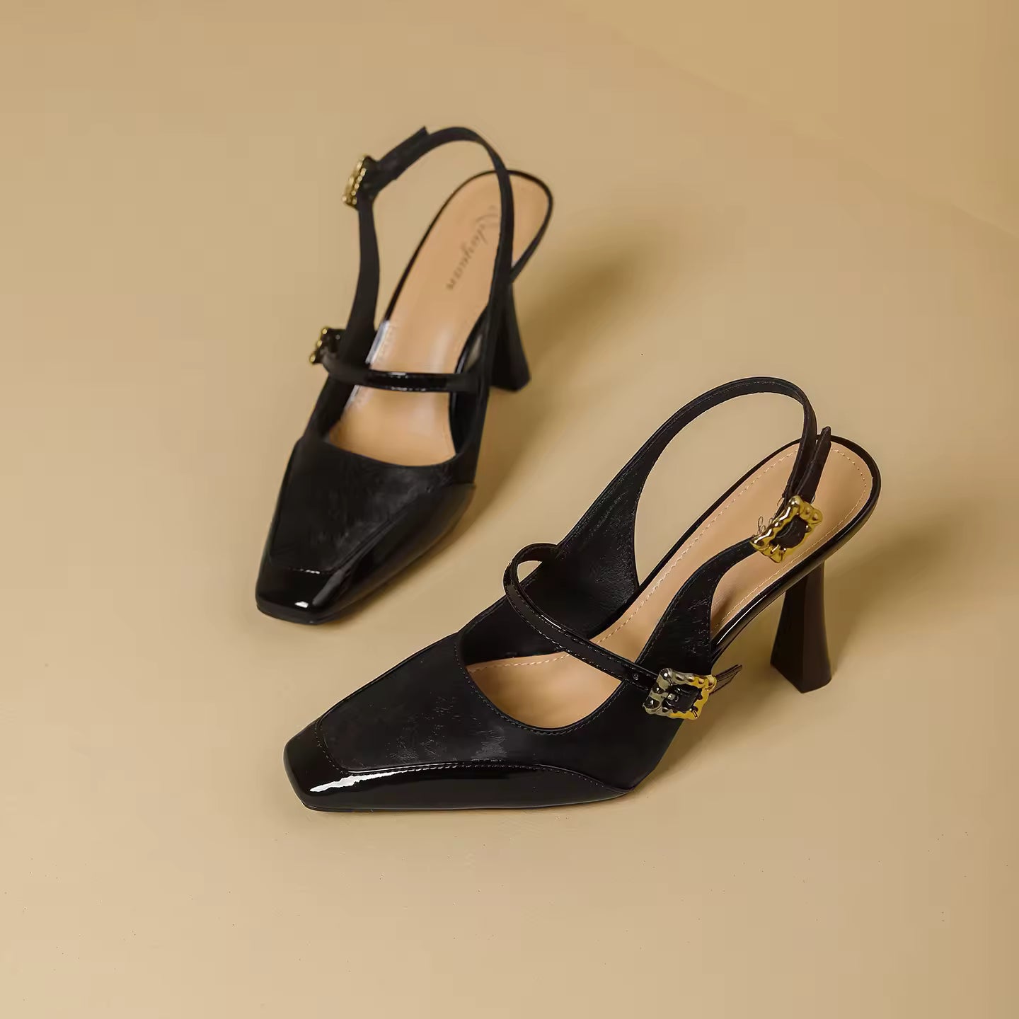 Comfortable Platform High Heels French Style Square Head Thin Strap Mule Women's Shoes