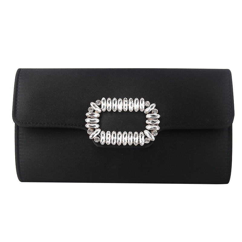 Luxury Satin Clutch Purse For Wedding Party Banquet Women's Handbag Crystal Shiny Rhinestone Diamond Evening Bag Shoulder Bag