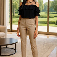 Loose Women's Chiffon Shirt round Neck Pure Color Mesh Five Sleeve Transparent Top Fashionable Small Shirt