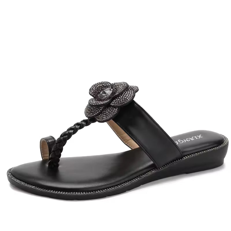 Women's Sandals Summer Slippers Casual Beach Footwear Water Diamond open Toe  Flats
