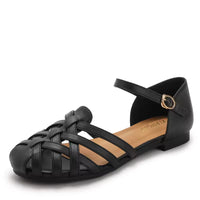 Luxury designer sandals Hollow Low-heeled Closed-toe Sandals for Women for Summer Outdoor Wear Roman Shoes