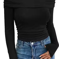 Women's Sexy Off-shoulder Slim Long-sleeved Base One-shoulder Top T-shirt
