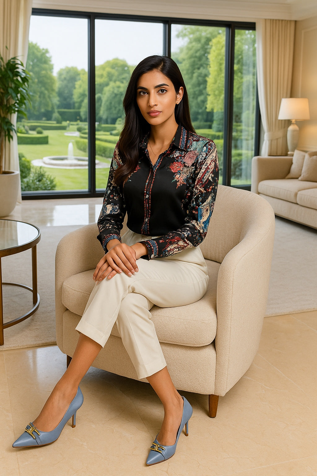 Elegant office and casual ladies shirts Fashion printed Women Blouses Long sleeve Tops