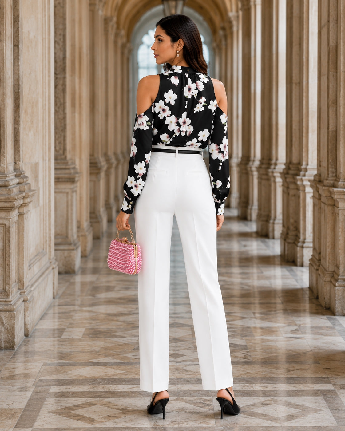 Long Sleeve Lace-up Shirt Women's Fashion Trendy Floral Print Loose Fit Semi formal Blouse
