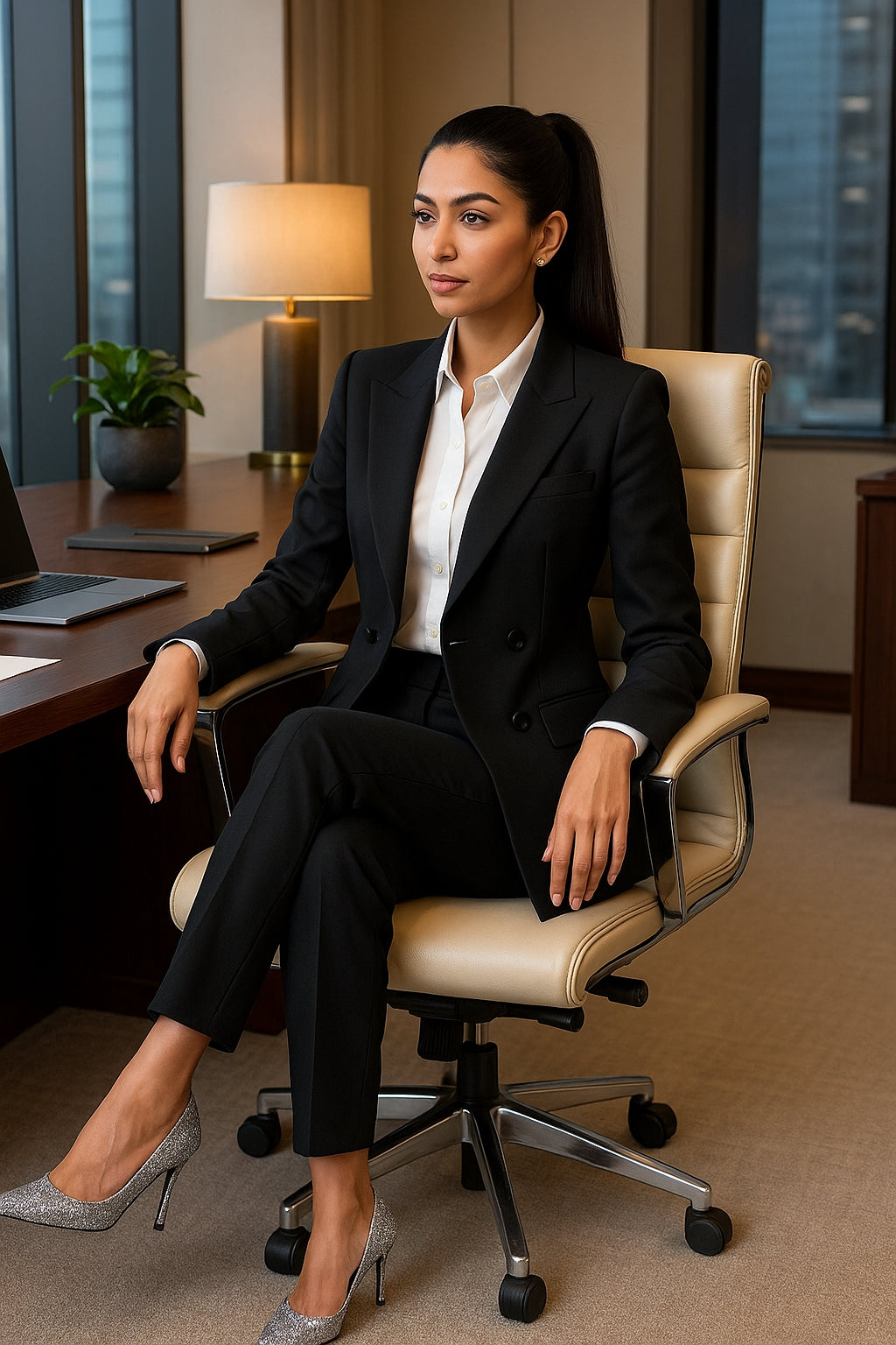 Ladies Business 2 Piece Blazer Suit Female Long Sleeve Jacket + Trouser Women Pant Suit Office Work Wear - Natalia Home Fashion