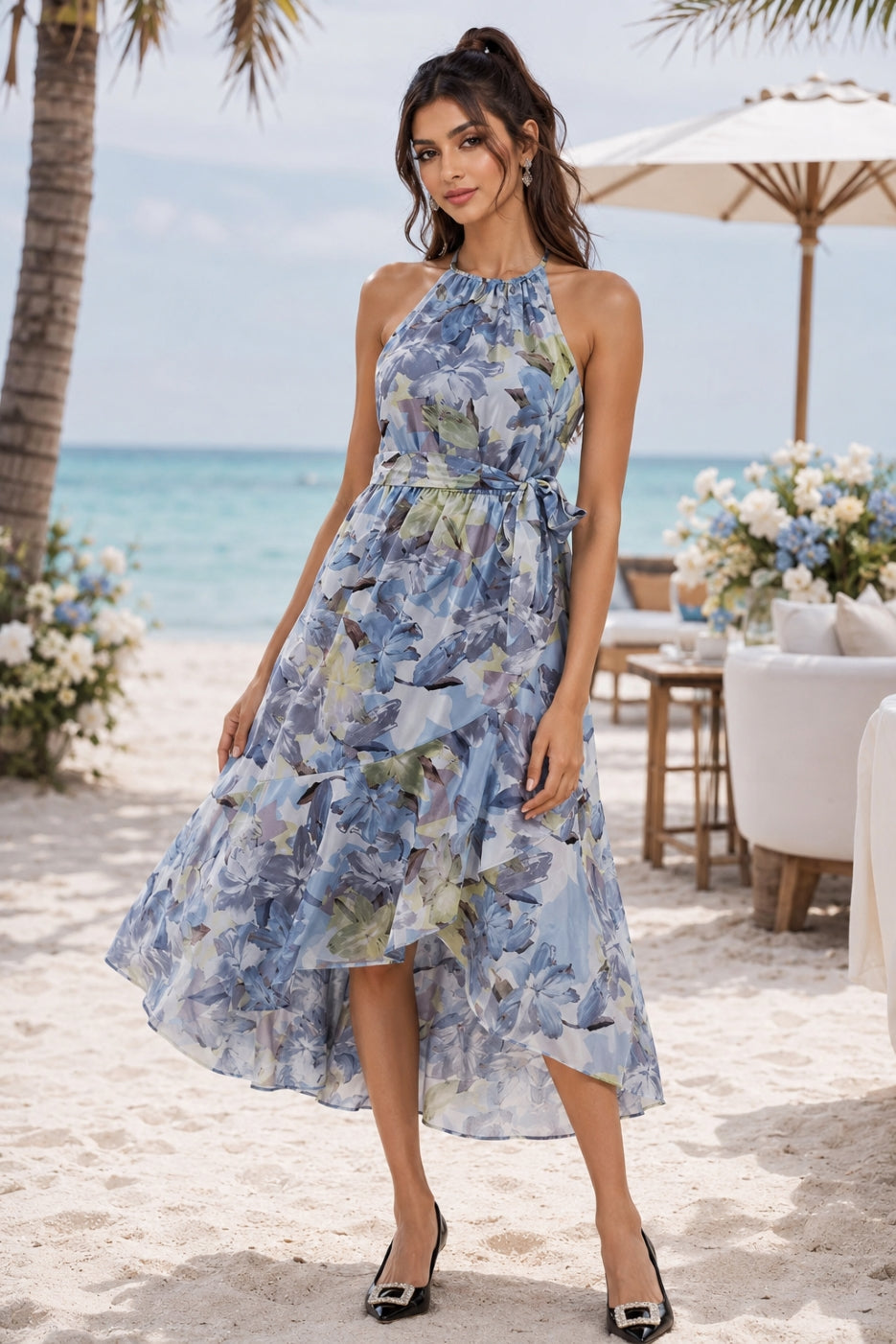 Women's Summer Dress Female Strap Long Sundress Sexy Flower Print Backless Maxi Dresses Lady Casual Sleeveless